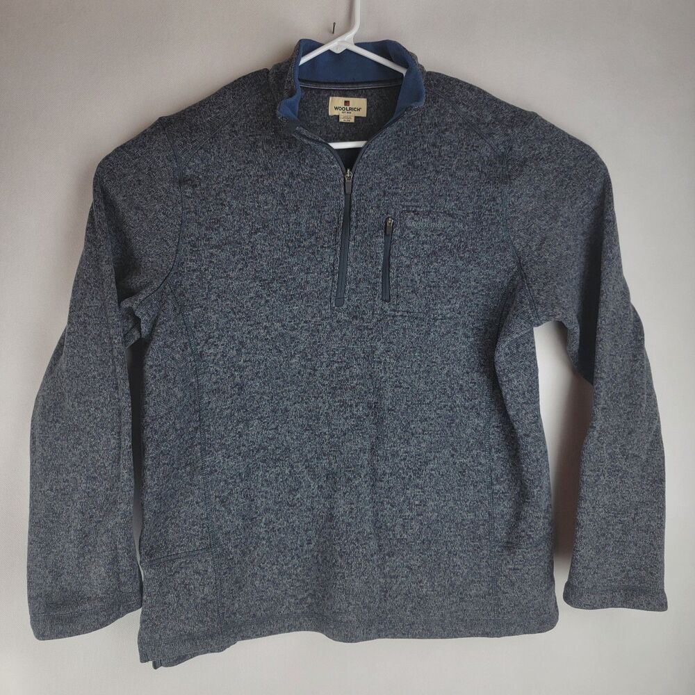 Woolrich Mens Size XL Grey 1/4 Zip Pullover Polyester Long sleeve Sweater
